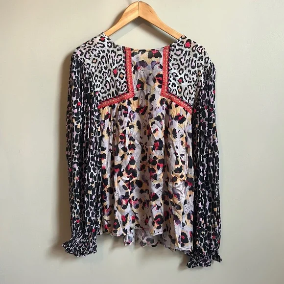 NWT Anthro Blank London Joelle Leopard Print Blouse Size M - Picture 2 of 9